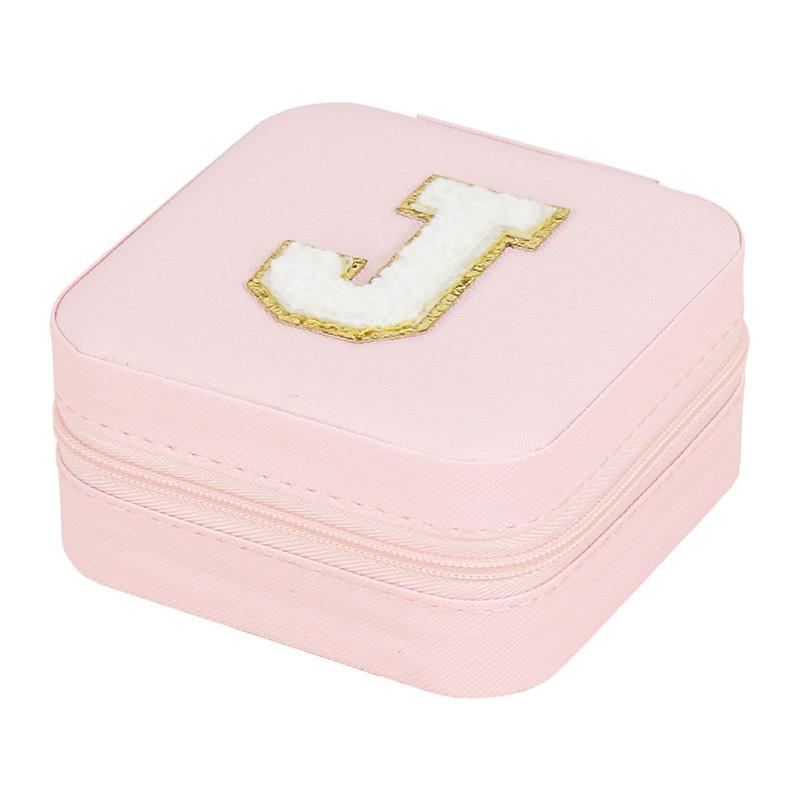 1PC Personalized Portable Jewelry Box for Women Girls Jewelry Case Small Jewelry Storage Pink Initial Letter