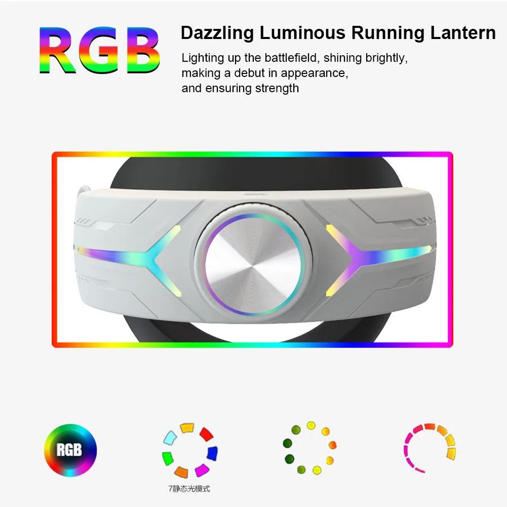 Ремешок для головы со встроенным аккумулятором 8000 мАч, RGB-подсветкой для VR-очков Meta Quest 3, Комфортный, Накладные наушники, Улучшенный звук, Elite ремешок для головы