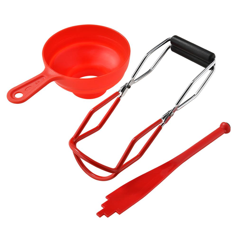 Набор из 3 предметов для приготовления варенья: Зажим для банок против ожогов, Складная воронка, Магнитный подъемник крышек