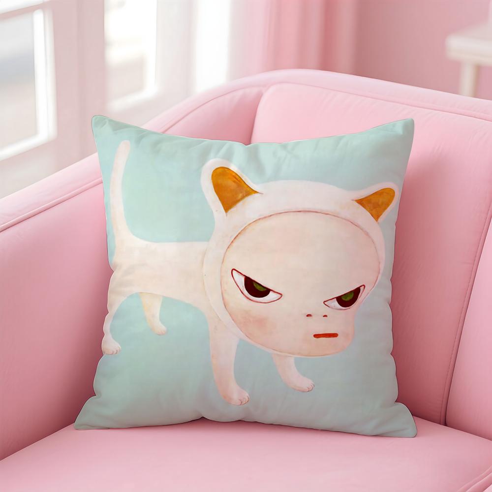 artist cute YYoshitomo NNara Cushion Cover Pillow Case Soft Friendly Fabric Concealed Zipper