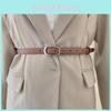 Fashionable Black And Beige Leather Belt With Oval Metal Buckle For Casual Elegance