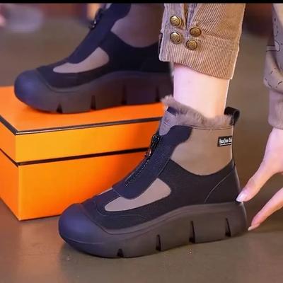 Зимние хлопковые сапоги для снега, женские, плюшевые, с утеплителем, новые, короткие, с противоскользящей подошвой, увеличенной высотой, универсальные, высокие, женские