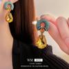 Винтажные серьги «Серебряная игла» с бриллиантовым кругом и каплей воды – Ретро стиль