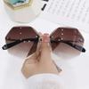 Rimless Oversized Sunglasses Woman Luxury Brand Designer Sun Glasses Female Fashion Retro Gradient Lunette Eil Femme