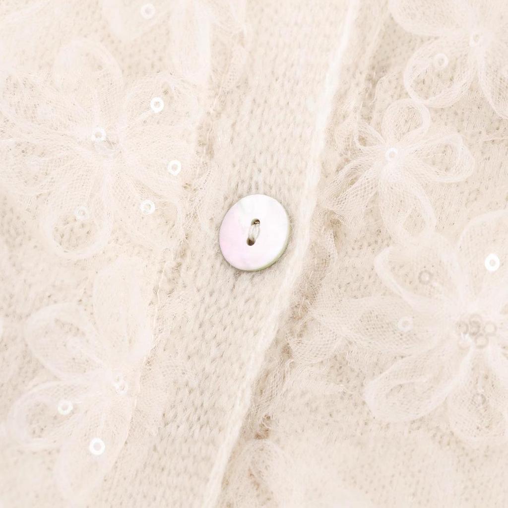 Европейский и американский ретро кружевной топ с пайетками на лацкане - Зима 2024