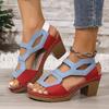 Fashion Summer Chunky Heels Shoes for Women Lightweight Plus Size Platform Sandals Woman Thick High Heeled Gladiator Women Sandals