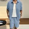 Костюм из двух частей, летние мужские рубашки с воротником-лацканами и коротким рукавом, повседневные комплекты с короткими брюками