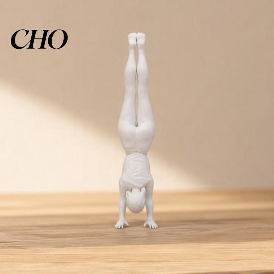 Artistic Home Accent Inverted Girl Figurine, 3D Printed Athlete Statue, White Decorative Statue Sporty Sculpture for Table Shelf Decor Modern