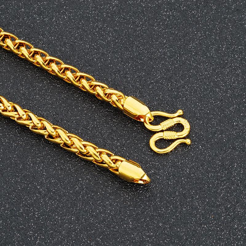 Men's 999 Gold Plated Wheat Ear Necklace Vietnamese Sand Gold Necklace Long-lasting Color-resistant Accessory Gift