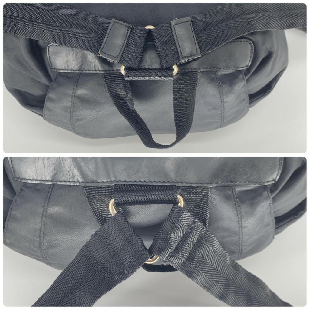 PRADA Rucksuck Backpack Daypack Tessuto Nylon Leather Silver Hardware Black Women's Triangle Logo Plate