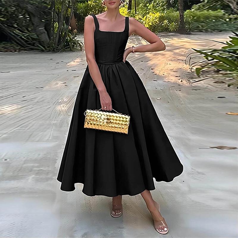 ZANZEA Женское летнее длинное платье А-силуэта с квадратным вырезом без рукавов