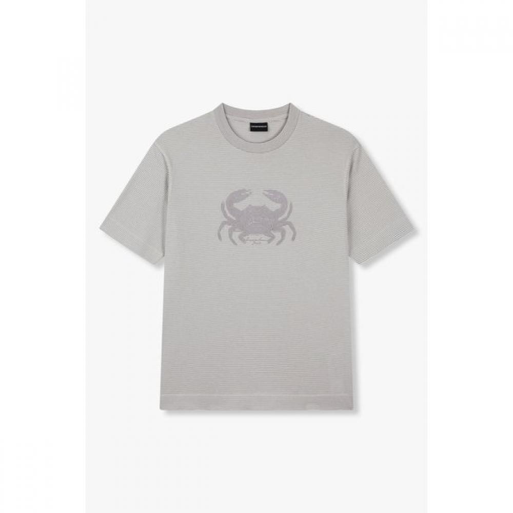 Emporio Armani Men S STripe Crab Embroidery T ShirT 25S S A515126014