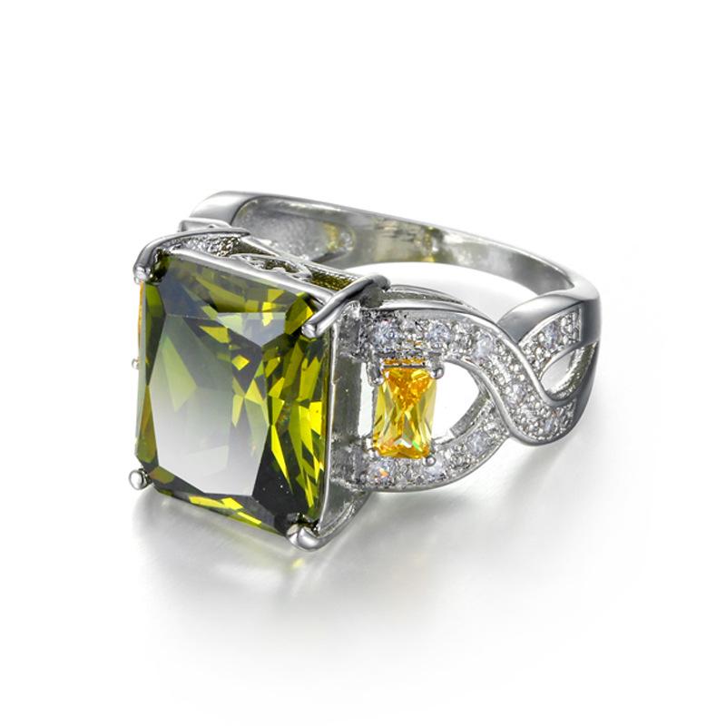 Ювелирные кольца SODROV оливково-зеленого цвета с цирконом для женщин