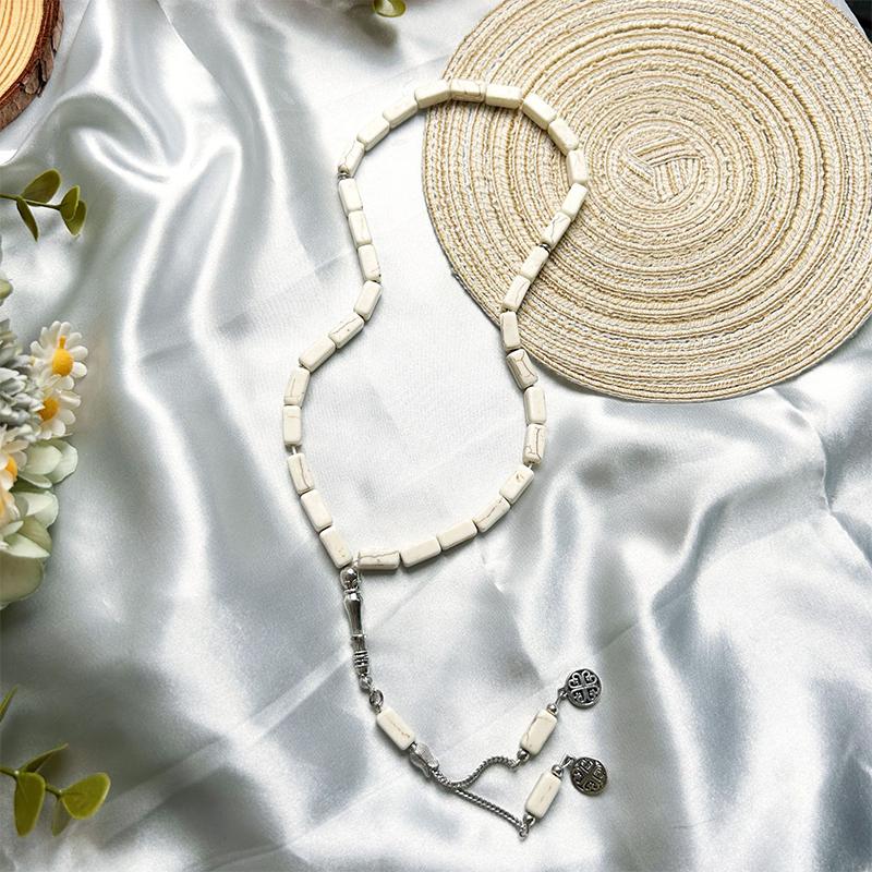 1шт ручной счетчик мусульманские имитация бирюзовые классические не позолоченные прямоугольные каменные молитвенные четки праздничные случаи 33 бусины