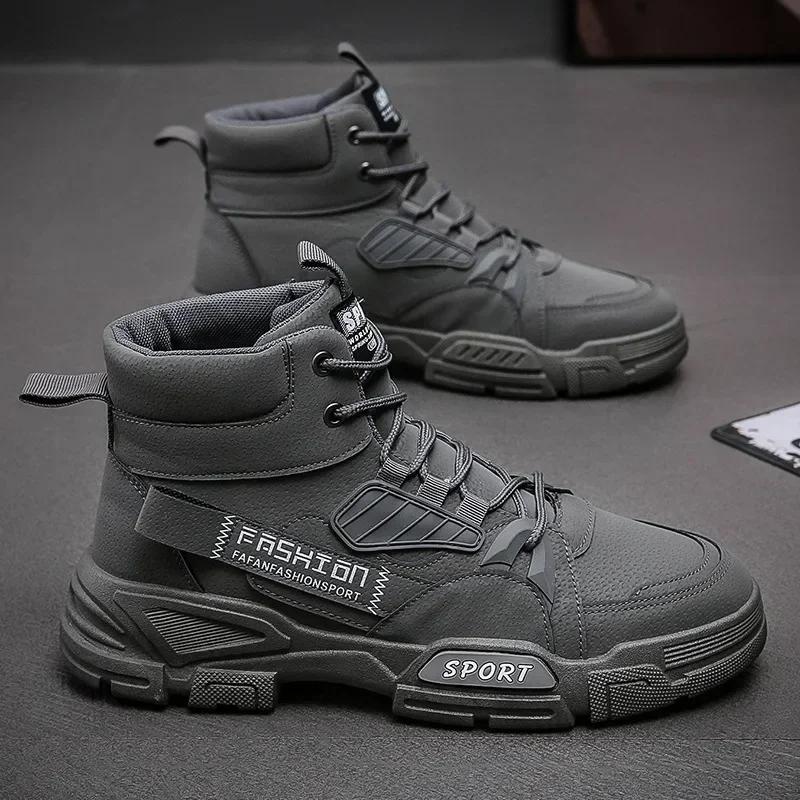 Men Boots Men Ankle Boots Autumn Outdoor Military Booties Winter Comfort High Top Shoes for Men Platform Work Boots