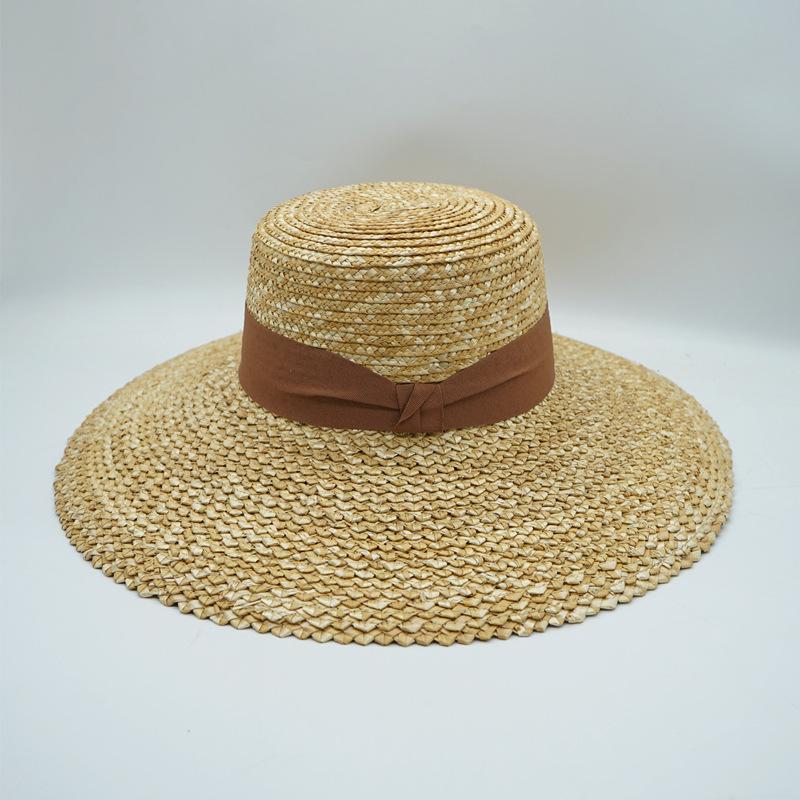Европейская и американская ромбовидная соломенная шляпа с широкими полями, плоским верхом, топ-шляпа, женская летняя шляпа для защиты от солнца, пляжная соломенная шляпа, дорожная
