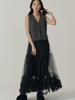Sorry, Too Much Love Sha Bottom Frill Long Skirt_Black