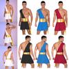 Men Masquerade Theme Party Ancient Greek Halloween Cosplay Dress One Shoulder Ruffle Dress