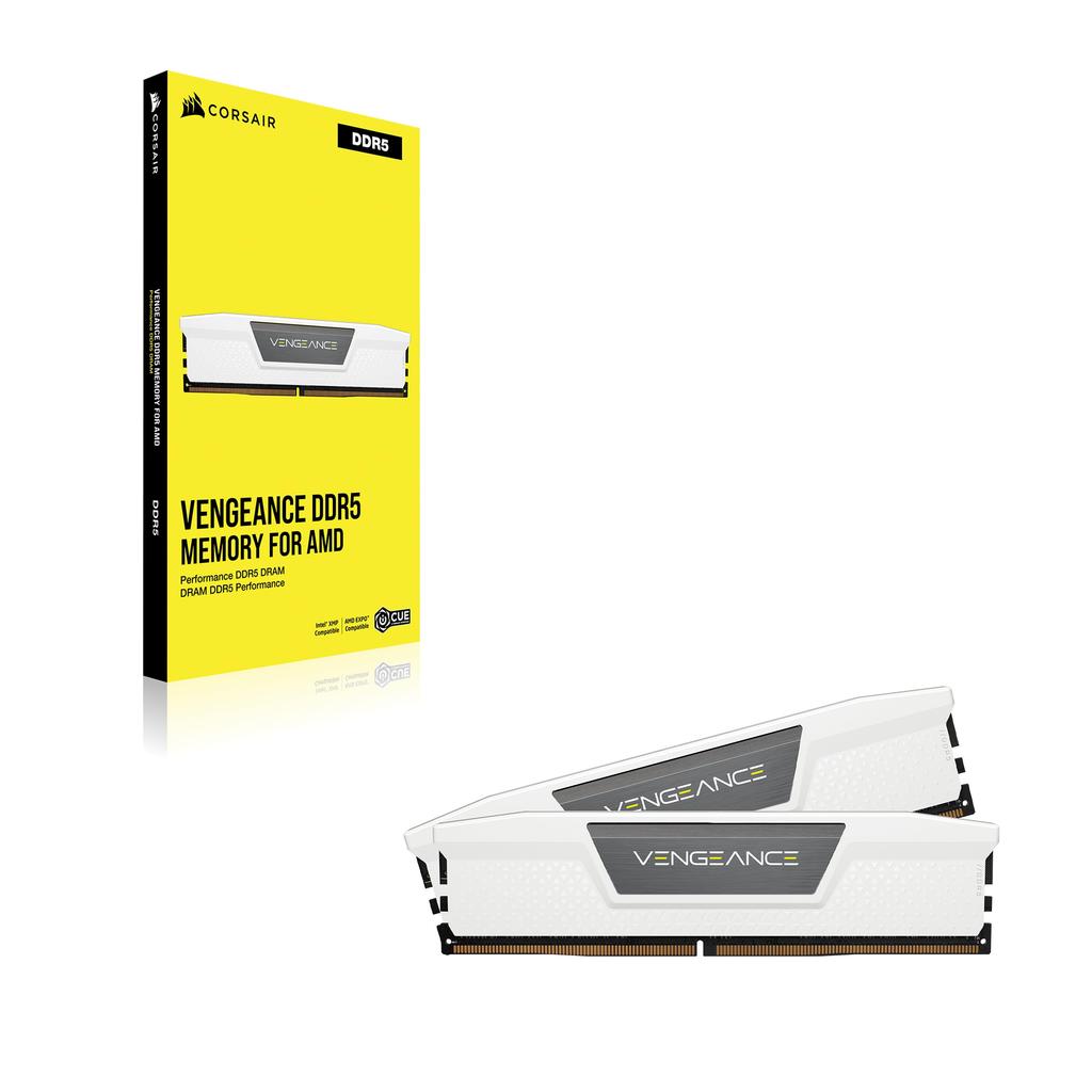Оперативная память для настольного ПК CORSAIR VENGEANCE серии AMD EXPO Intel XMP Комплект памяти 32 ГБ Белый x CMK32GX5M2B6000Z30W DDR5-6000 МГц и [16 ГБ 2]