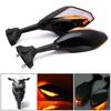 2Pcs Motorcycle Handlebar Mount Rearview Mirror with LED Turn Signal Lights