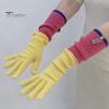 1 Pair Women Winter Gloves Thickened Colorblock Knitted Five Fingers Touch Screen Unisex Anti-slip Cold Weather Driving Golfing Skiing Skating Gloves