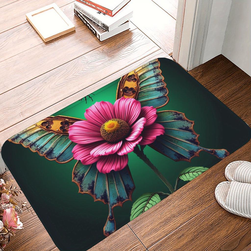 1PC Vintage Motorcycle Rider Kitchen Rug Non-Slip Door Mat Pop design Bathroom Rug Bath Mat Carpet for Home Sink Laundry Decor