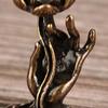 1Pc Vintage Buddha Hand Lotus Incense Burner Metal Backflow Incense Holder For Home Room Creative Tea Table Decor