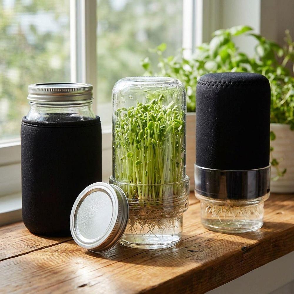 Drain Cover Glass Sprout Growing Set Clear Glass Microgreen Sprouting Jar Kitchen Countertop