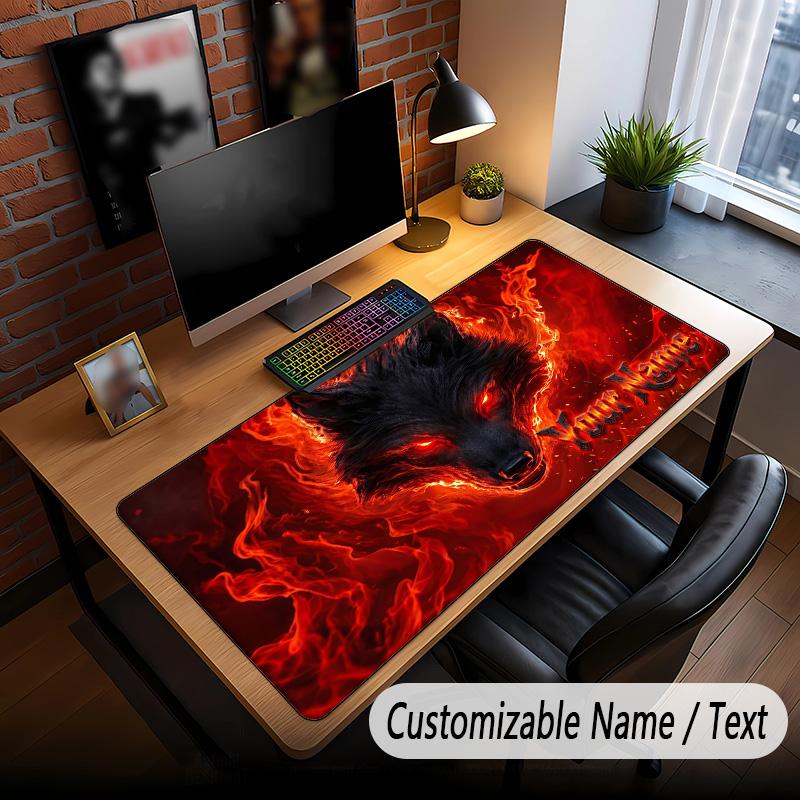 Wolf Theme Custom Mouse Pad Personalized With Name Text Customized Desk Mat For Office Home Decor