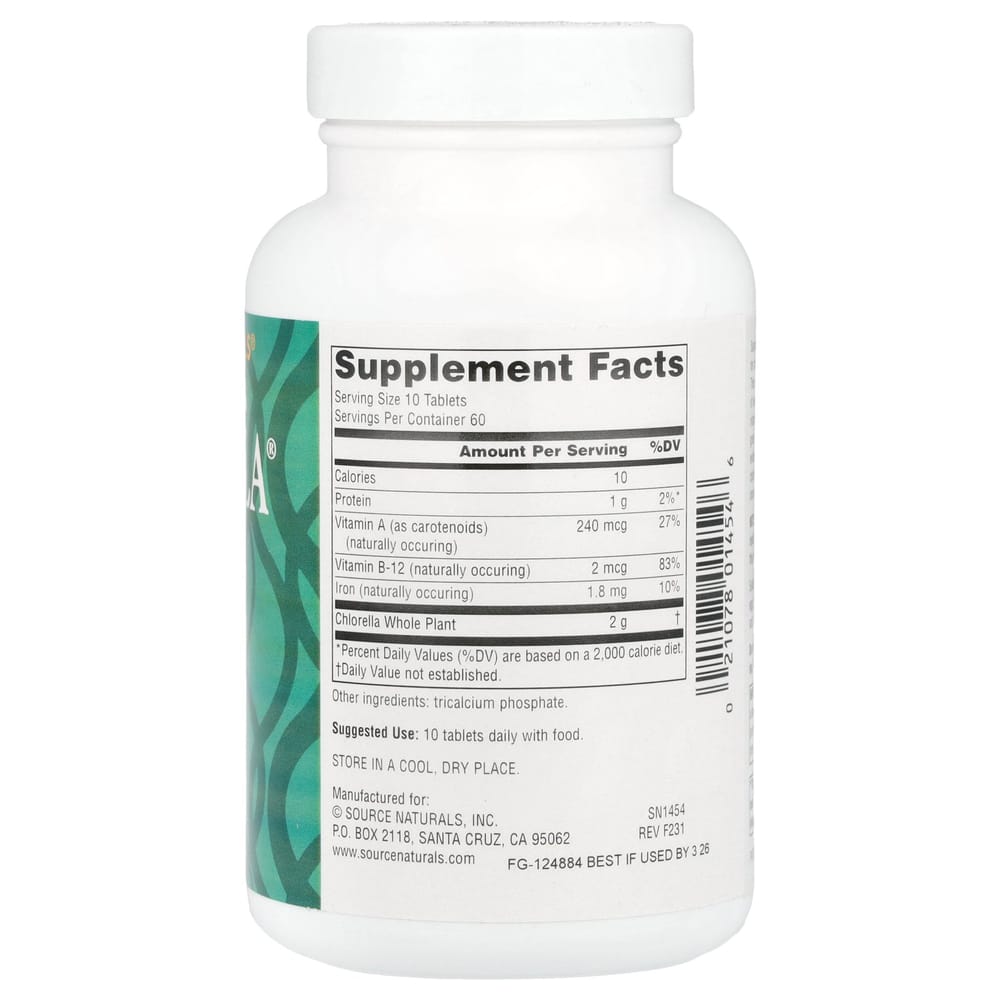 Source Naturals Yaeyama Chlorella 200 mg, 600 Tablets