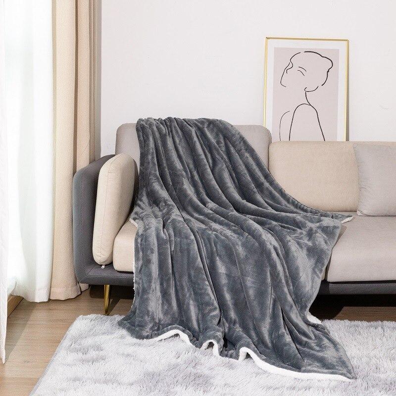 Winter Wool Blanket Adult Thick Warm Winter Double Sided Solid Color Travel Office Blanket Sofa