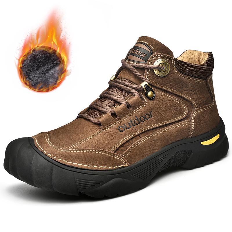 Мужские ботинки для снегоступов из коровьей кожи, нескользящие спортивные ботинки для активного отдыха, утолщенные высокие ботинки для альпинизма, короткие мужские ботинки для активного отдыха