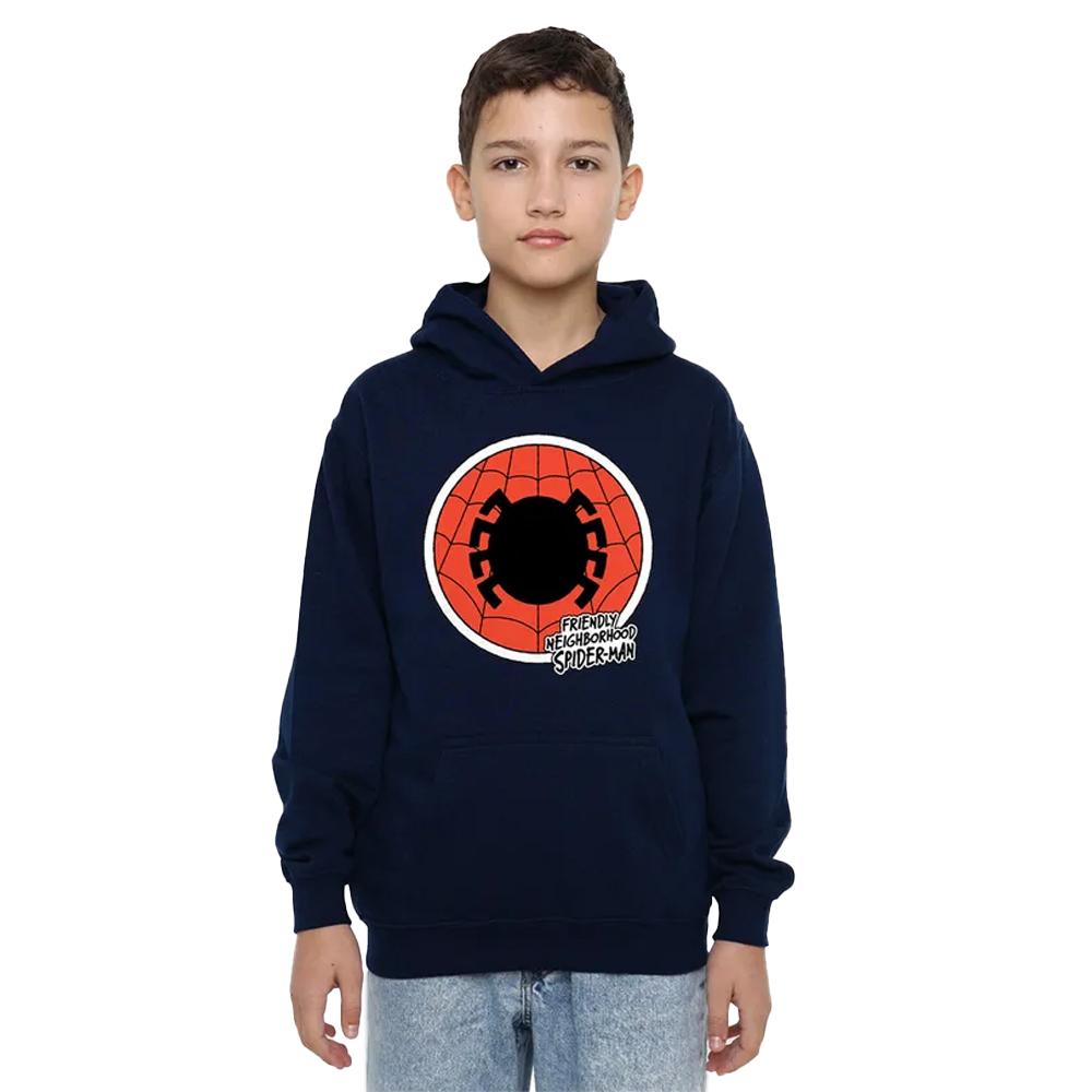 Spider-Man Childrens/Kids Friendly Neighborhood Badge Pull Over Hoodie