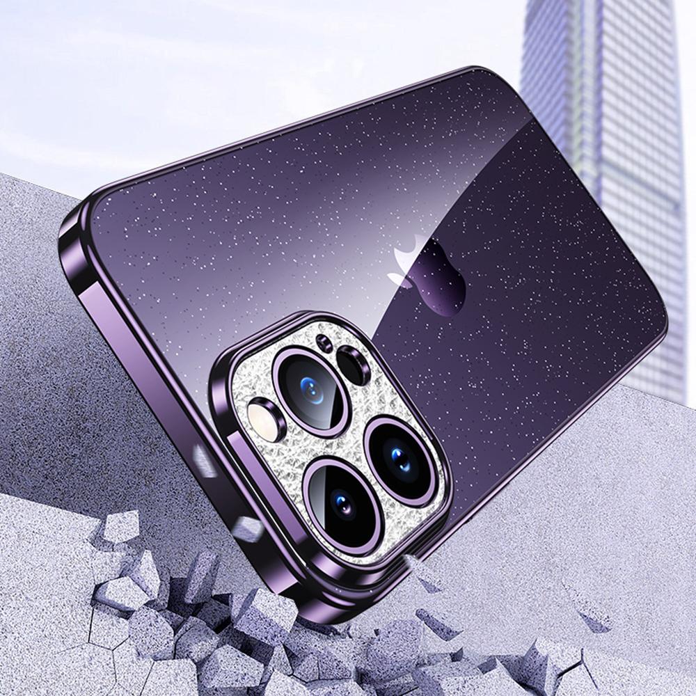 SULADA Серия XingZuan Для iPhone 13 Pro 6.1 дюйма Мягкий ТПУ Чехол для телефона с блестками Декор из страз Электрооцинкованная задняя крышка