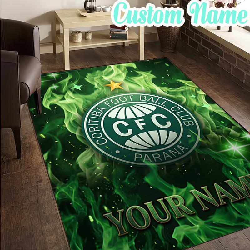 Custom Name Coritiba Football Club Emblem Rug, Office Rug, Chair Rug, Carpet for Living Rooms, Doormat Game Rug Home Decor Christmas Gifts