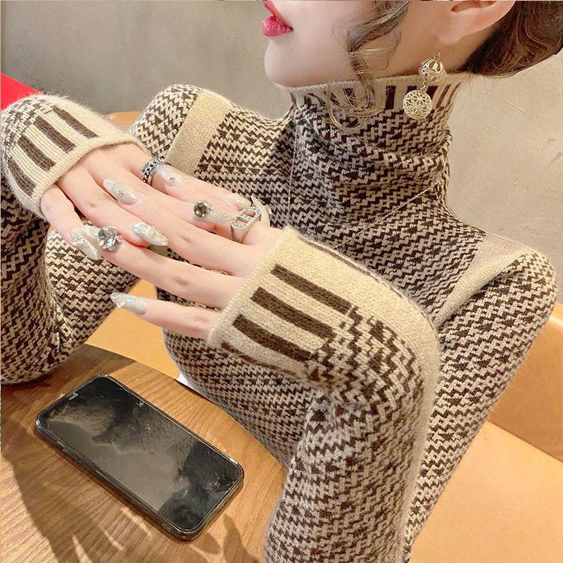 High Neck Sweater Women's Base Shirt Fashionable and Stylish Pullover Top Autumn and Winter Women's Outfit