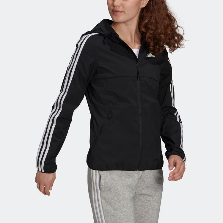 adidas Легкая ветрозащитная свободная уличная куртка Классическая контрастная расцветка Повседневная спортивная верхняя одежда Черно-белая Женская GQ0565