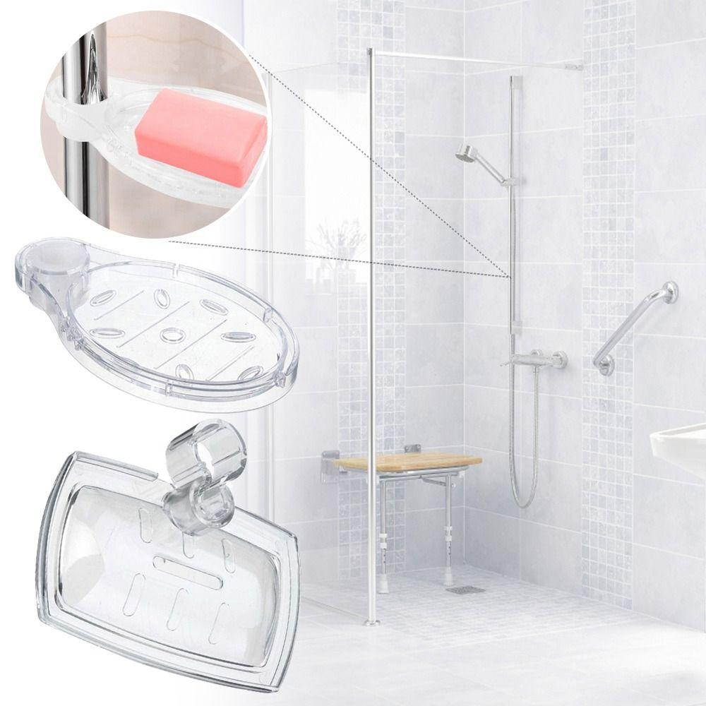 Transparent Wall Mounted Drain Holder Lifting Rod Soap Rack Soap Dish Soap Organizer Soap Holder