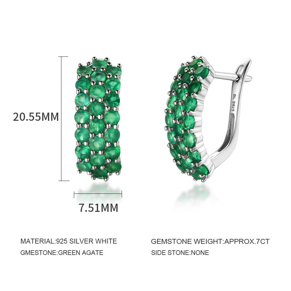 Ювелирные изделия 2022, трендовые серьги-кольца с натуральным зеленым агатом, комплект ювелирных изделий, модные женские изысканные ювелирные изделия из стерлингового серебра 925 пробы