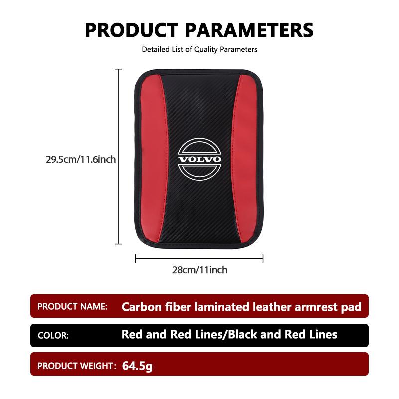 For Volvo Carbon Fiber Leather Car Armrest Pad Auto Center Console Cushion S60 S80 S90 C30 XC40 XC60 XC70 XC90 V40 V60 V90 T6