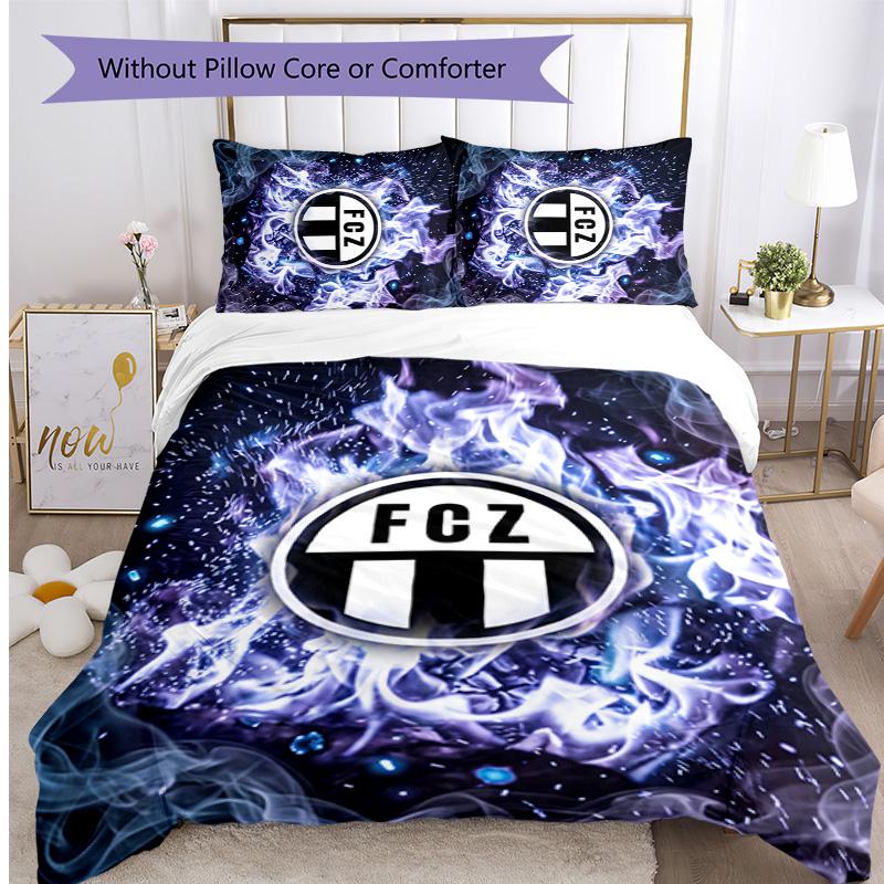FC Zürich Printed 3PCS Bedding Set Breathable Duvet Cover with Pillowcases Decorative Bed Linen for Bedroom Home