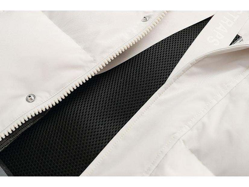 Унисекс утепленная куртка-пуховик средней длины с капюшоном из белого утиного пуха для защиты от холода