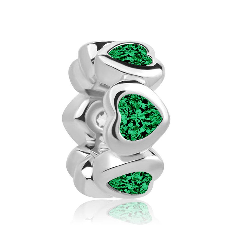 Серебро 925 пробы, Зеленый, Розовый, Синий, Бусина в форме сердца, Подвеска, Подходит для европейского браслета, Аксессуары для DIY, Тонкие ювелирные изделия