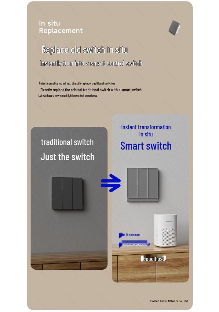 Умный Bluetooth-переключатель Mesh: Стеклянная панель с управлением через приложение Mijia, двойное открытие/управление, версия без нулевого провода