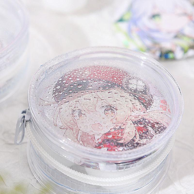 Круглая прозрачная сумка для значков, двусторонняя сумка для хранения значков с меховым помпоном, водонепроницаемый дисплейный чехол для значков, подвесная сумка