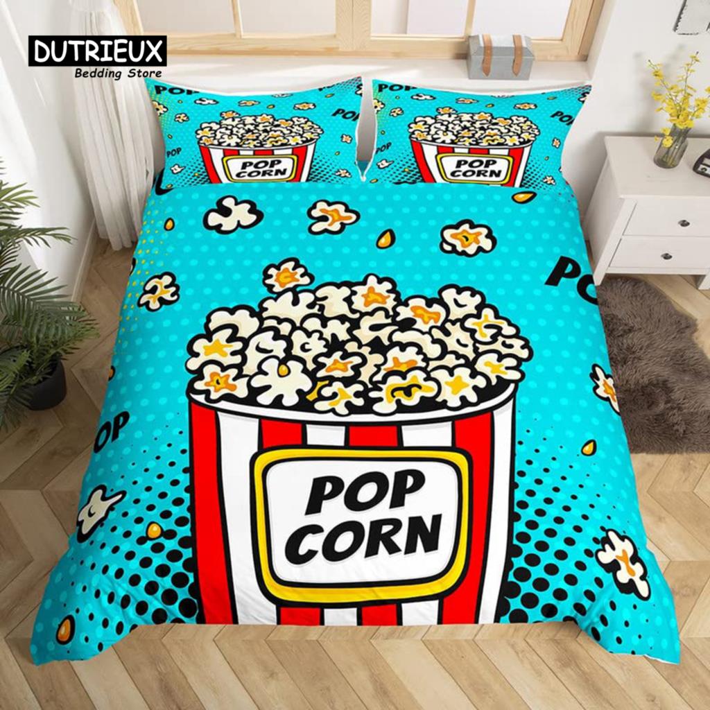 Покрывало Movie Time Комплект постельного белья Кинотеатр Пододеяльник Микрофибра Попкорн Кинозакуски Покрывало