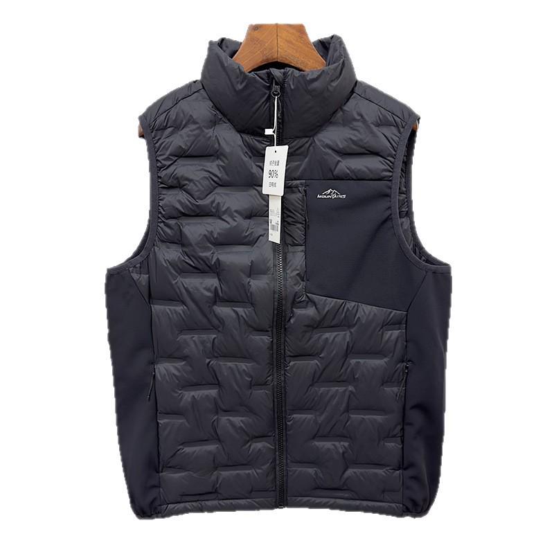 Мужской ветрозащитный пуховый жилет с воротником-стойкой - Легкий, Термозапечатанный, 90% пуха, Без рукавов, Верхняя одежда для осени/зимы