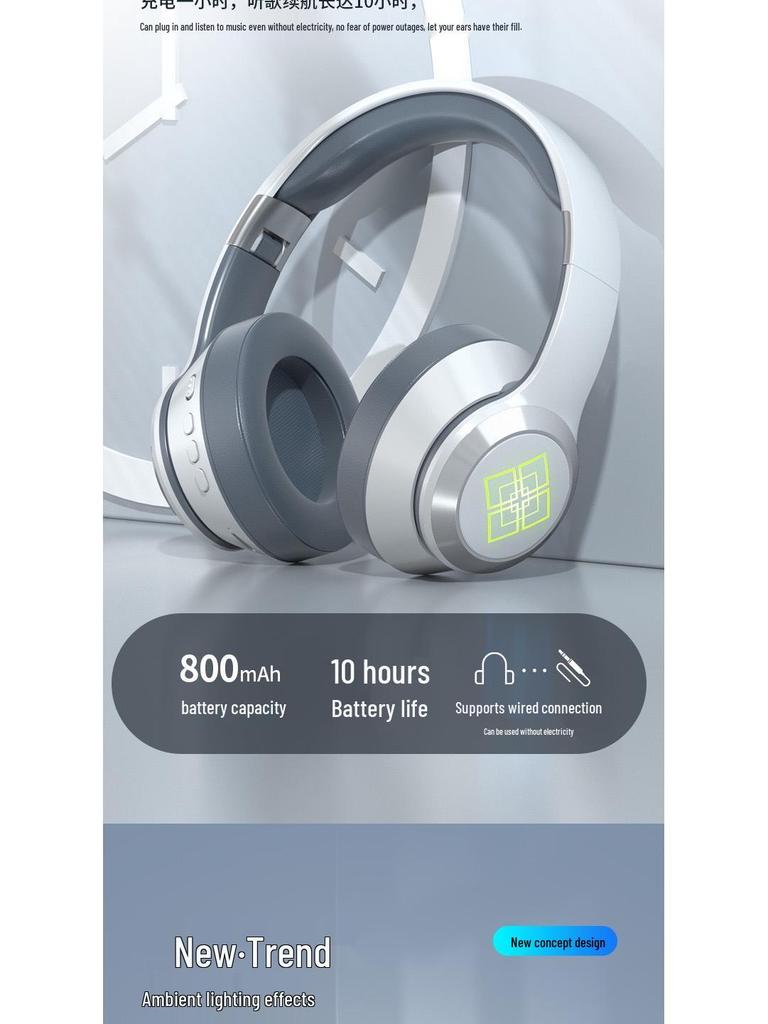 Новая светящаяся игровая Bluetooth-гарнитура накладного типа с мощными басами
