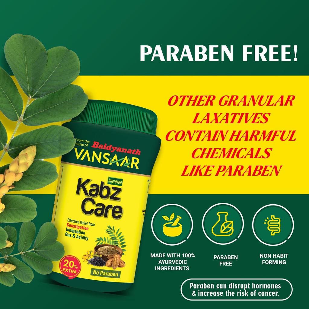 Vansaar KabzCare Гранулы 240г Упаковка | Аюрведическая поддержка пищеварения при запорах, вздутии живота, газообразовании и для баланса кислотности