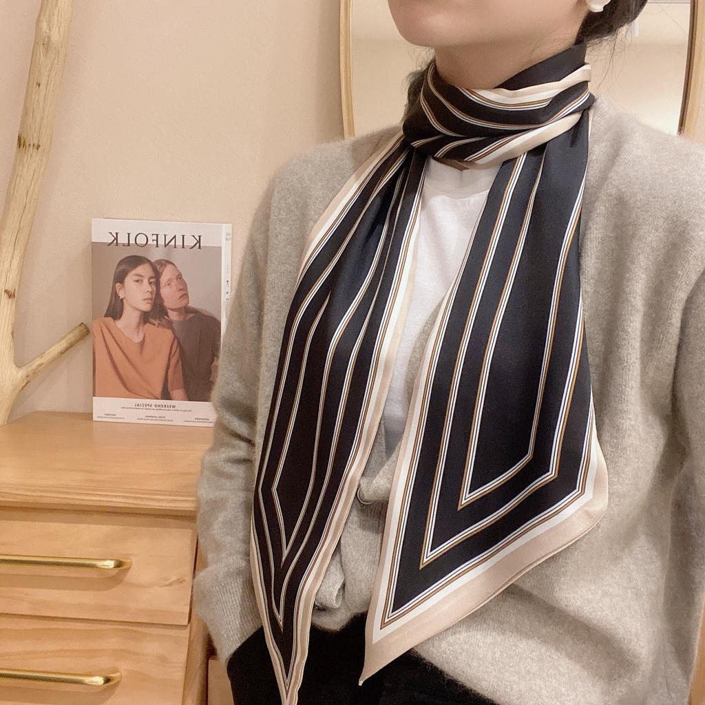 Весенне-летний атласный длинный шарф для женщин, солнцезащитная шаль, модный атласный длинный шарф для красоты, универсальный дорожный шарф